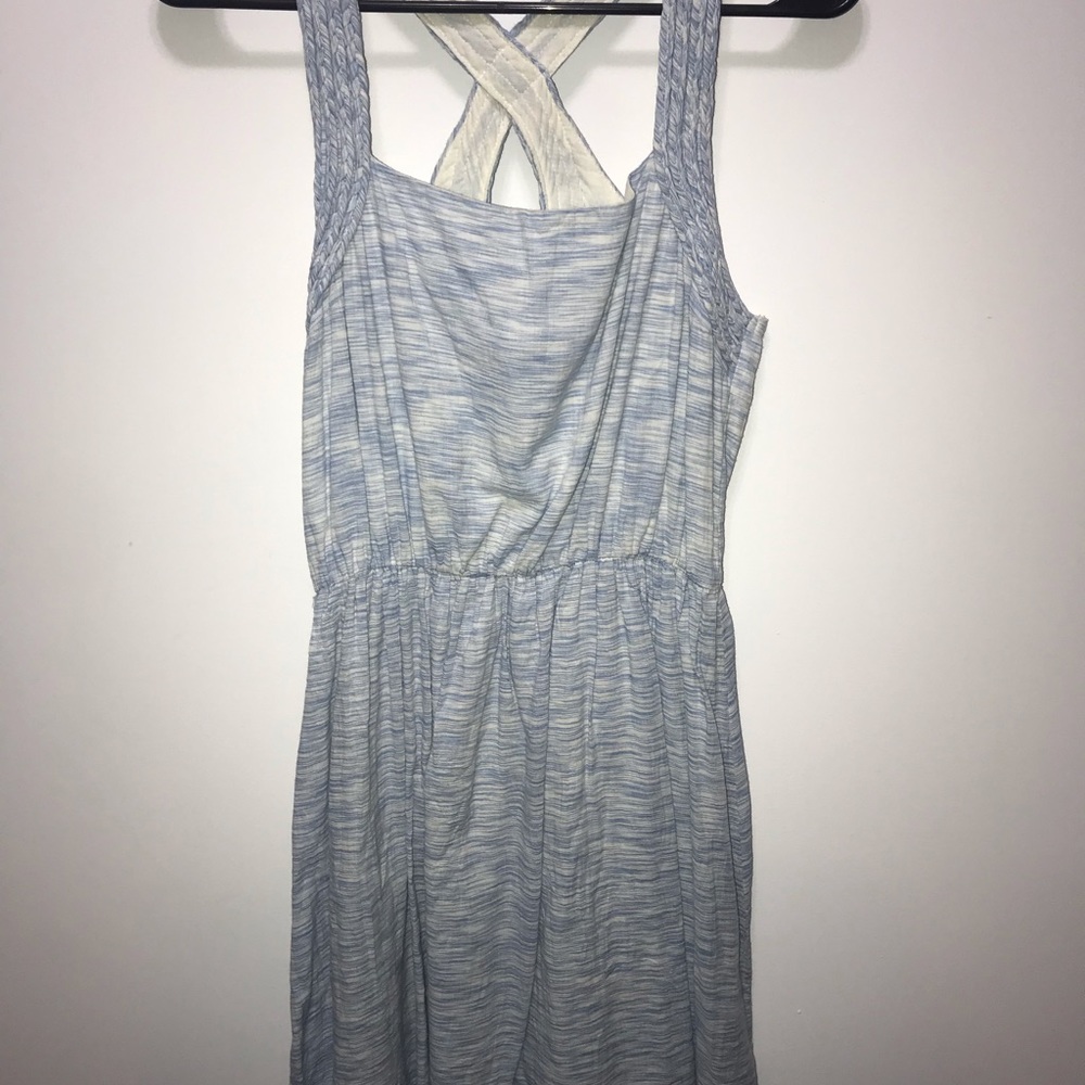 Cross back short blue dress